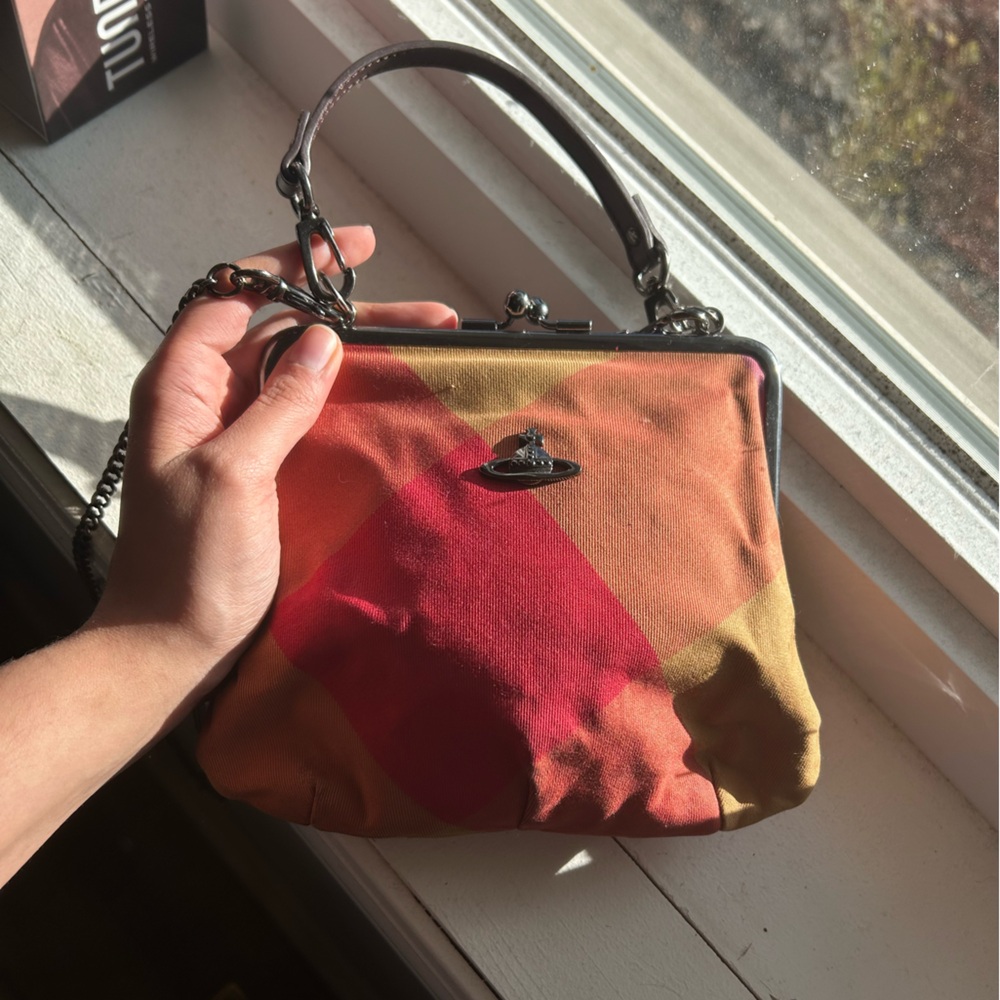 Vivienne Westwood tartan a-frame granny purse bag orb saturn